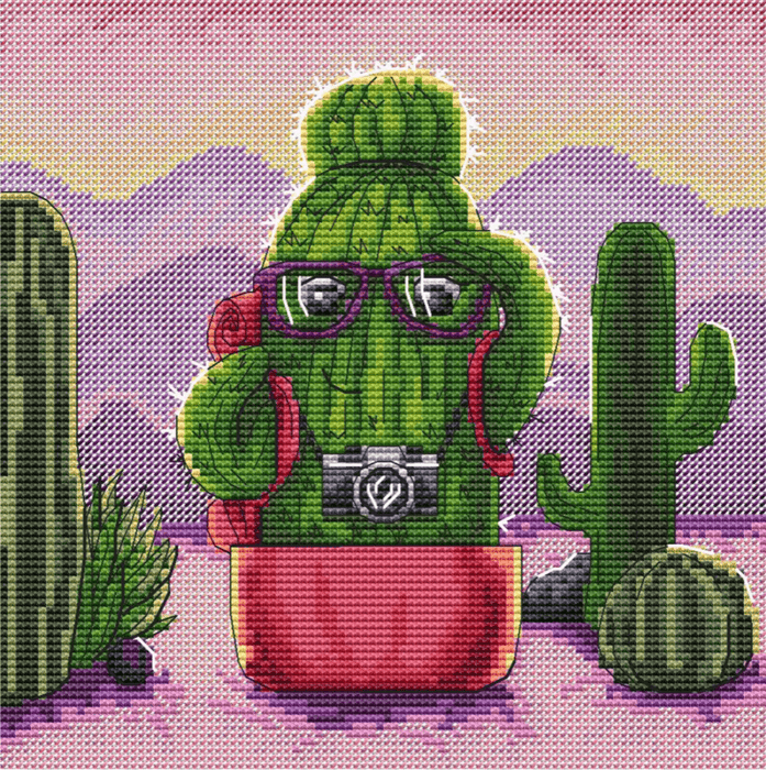 Cactus in the Desert - PDF Cross Stitch Pattern - Wizardi