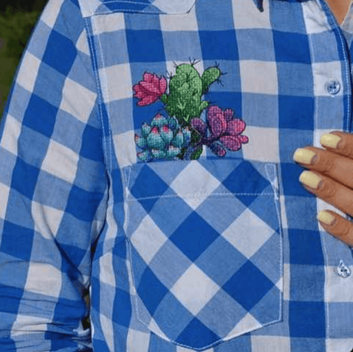 Cactuses Cross Stitch on Clothes kit B-240 / SV-240 - Wizardi
