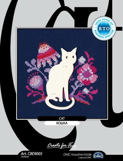 Cat CBE9005 Cross stitch kits with plywood form - Wizardi
