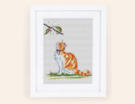 Cat Cross stitch pattern PDF for instant download Digital counted cross stitch chart Watercolor Cross stitch design Summer Nature Animal - Wizardi