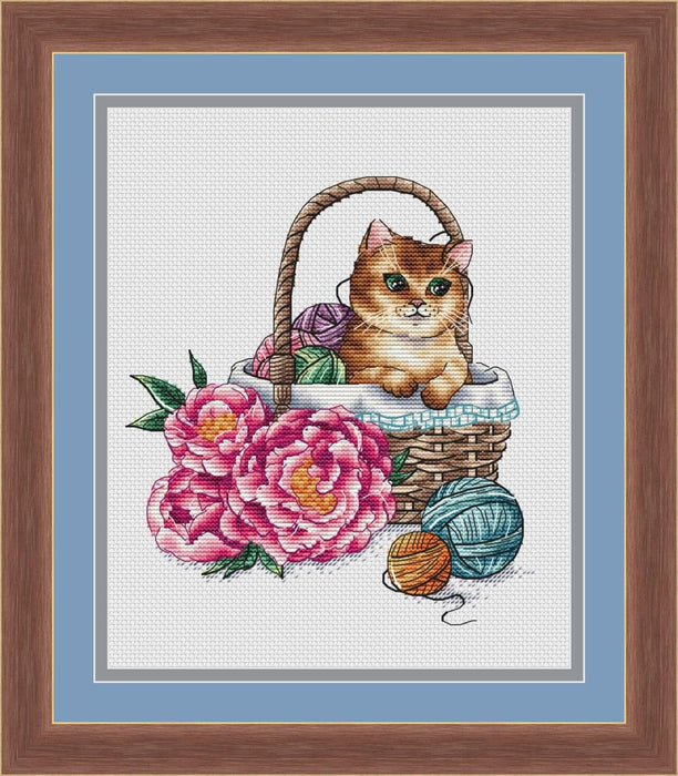 Cat in the Basket - PDF Cross Stitch Pattern - Wizardi