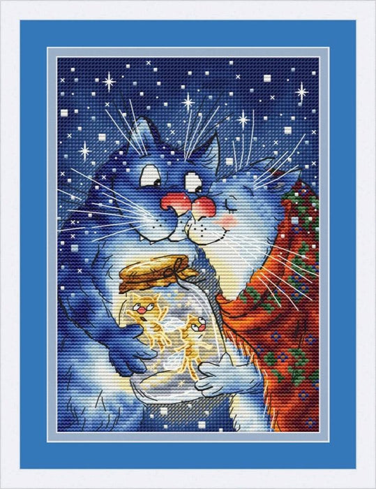 Cat Love. Blue Cat - PDF Cross Stitch Pattern - Wizardi