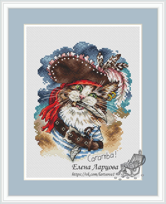 Cat Pirate - PDF Cross Stitch Pattern - Wizardi