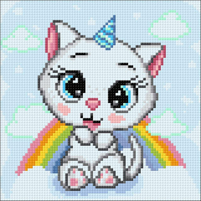 Cat with Rainbow CS2708 7.9 x 7.9 inches Crafting Spark Diamond Painting Kit - Wizardi