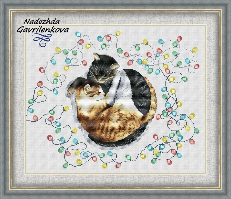 Cats Yin-Yang - PDF Counted Cross Stitch Pattern - Wizardi