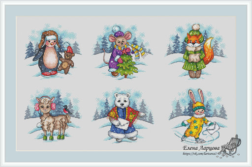 Christmas Animals - PDF Cross Stitch Pattern - Wizardi