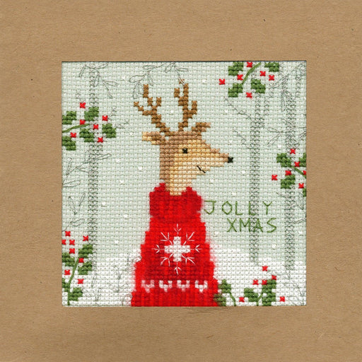 Christmas Card - Xmas Deer XMAS12 Counted Cross Stitch Kit - Wizardi