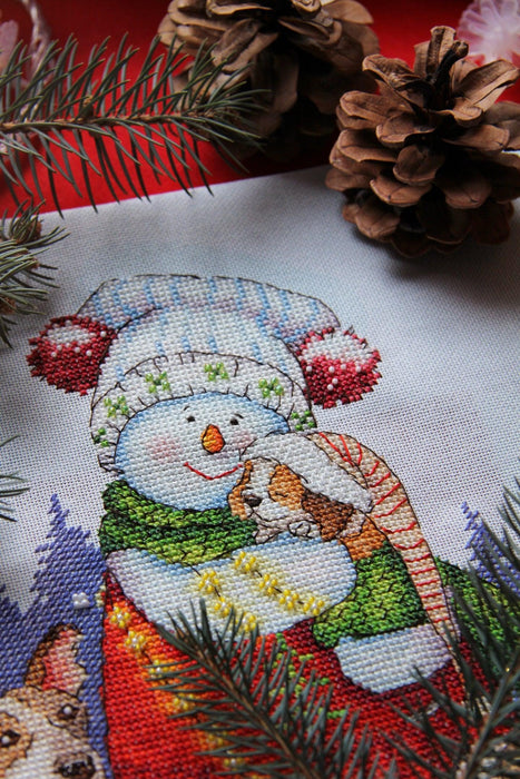 Christmas Cross stitch pattern PDF for instant download Digital counted cross stitch chart DMC Cross stitch design, Snowman, Dog, Animal - Wizardi