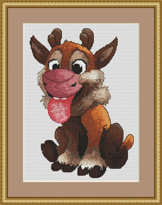 Christmas Deer - PDF Free Cross Stitch Pattern - Wizardi