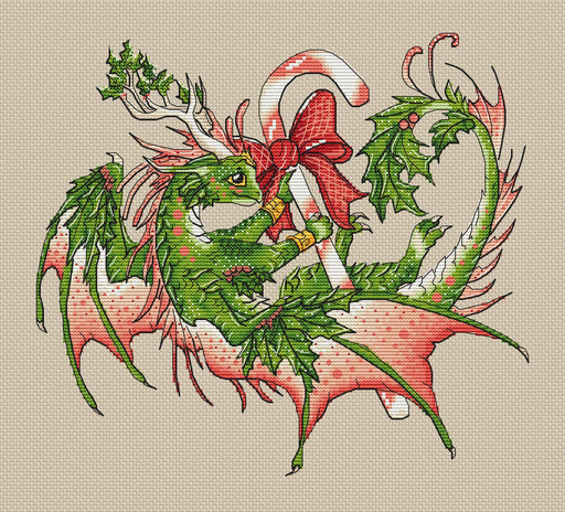 Christmas Dragon - PDF Cross Stitch Pattern - Wizardi