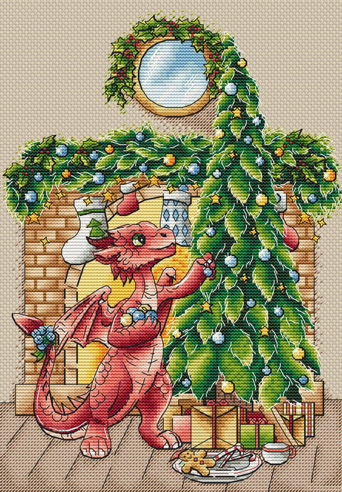 Christmas Dragon - PDF Cross Stitch Pattern - Wizardi