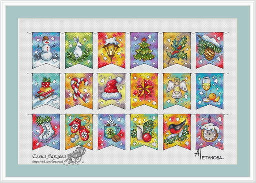 Christmas Flags - PDF Cross Stitch Pattern - Wizardi
