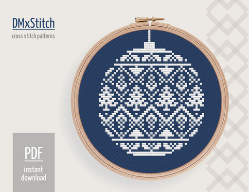 Christmas ornament ball Cross stitch pattern Folk Cross Stitch pdf Modern cross stitch pattern Scandinavia cross stitch Counted cross stitch - Wizardi