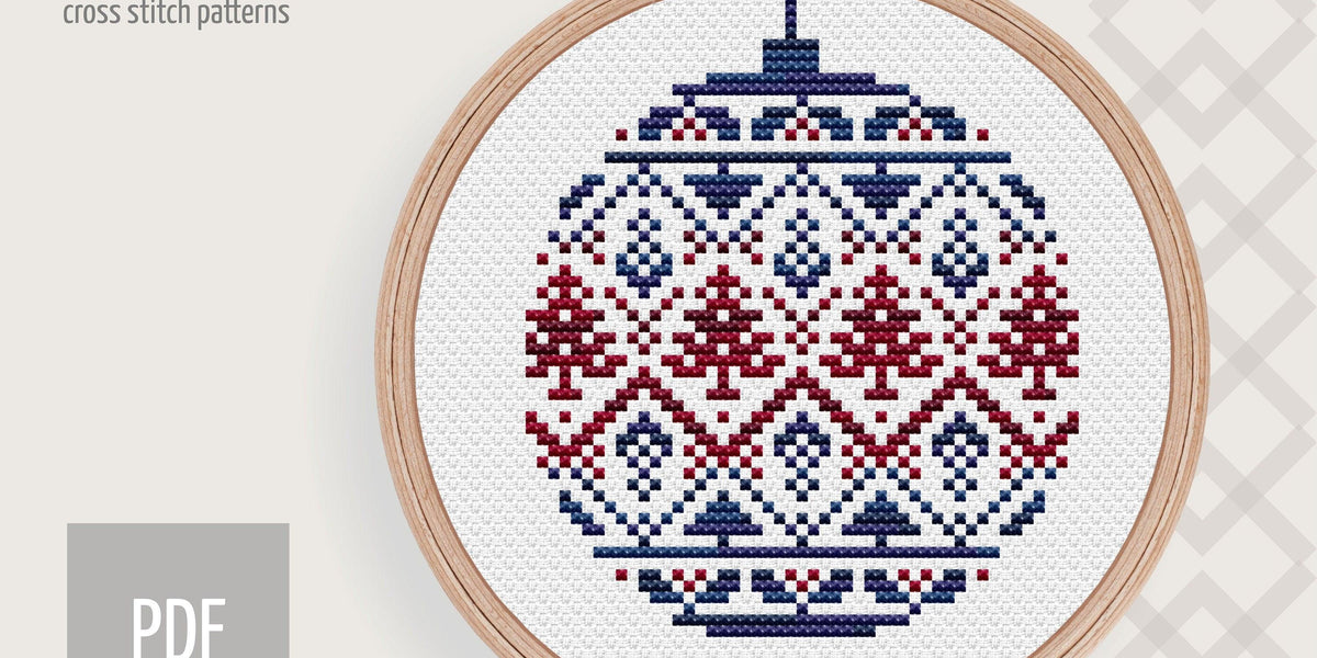 Christmas ornament ball Free Cross stitch pattern Folk Cross