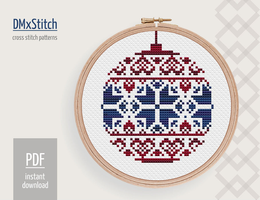 Christmas ornament Cross stitch pattern Folk Cross Stitch pdf Modern cross stitch pattern Scandinavian cross stitch Counted cross stitch - Wizardi