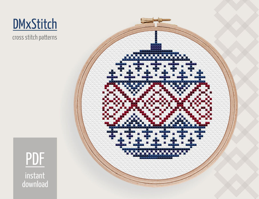 Christmas ornament Free Cross stitch pattern Folk Cross Stitch pdf Modern cross stitch pattern Scandinavian cross stitch Counted cross stitch - Wizardi