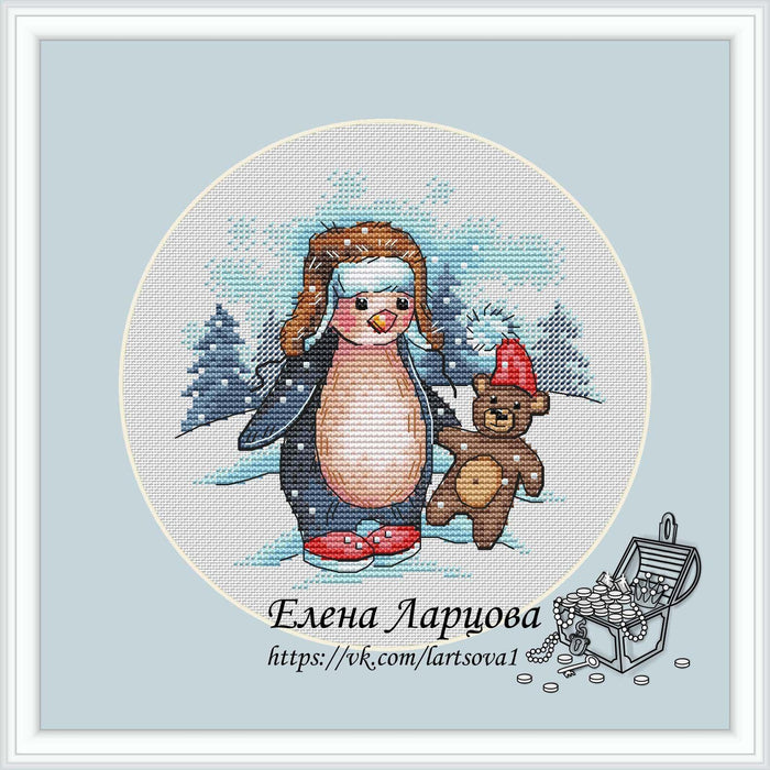 Christmas Penguin - PDF Cross Stitch Pattern - Wizardi