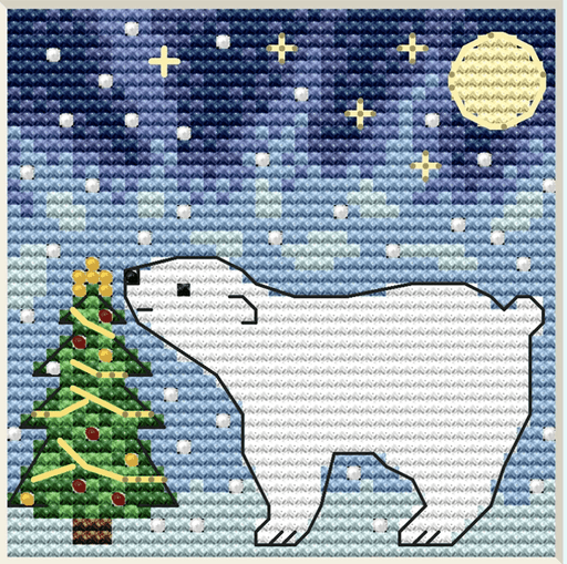 Plaid Polar Bear: A Cozy Christmas Counted Cross-Stitch Pattern