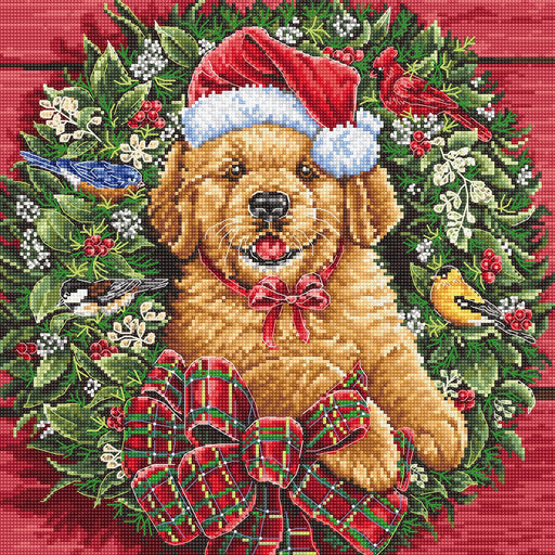 Christmas Puppy L8053 Counted Cross Stitch Kit - Wizardi