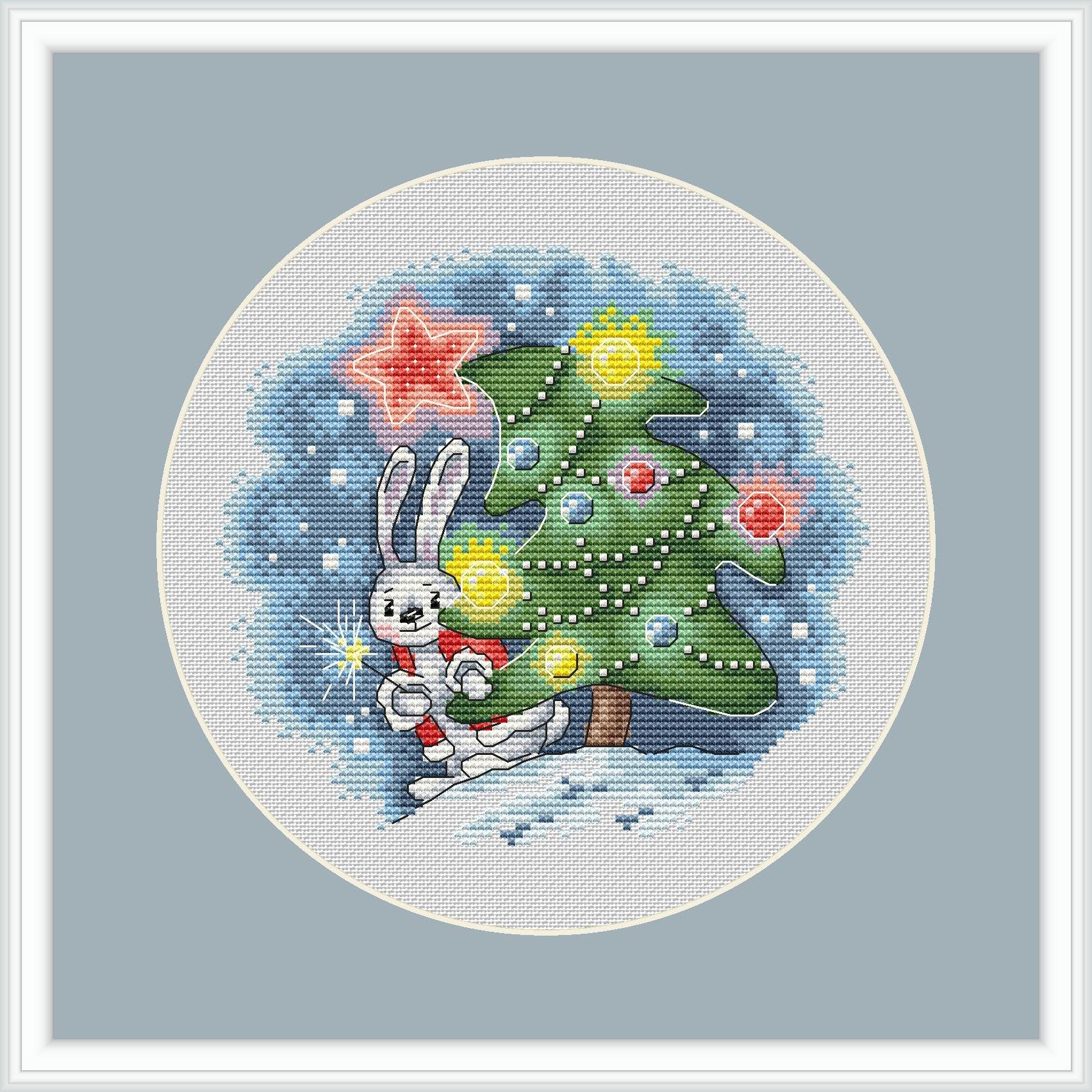 Christmas Rabbit - PDF Cross Stitch Pattern – Wizardi