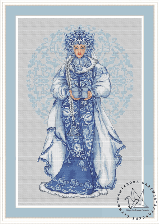 Christmas Snow Maiden - PDF Cross Stitch Pattern - Wizardi