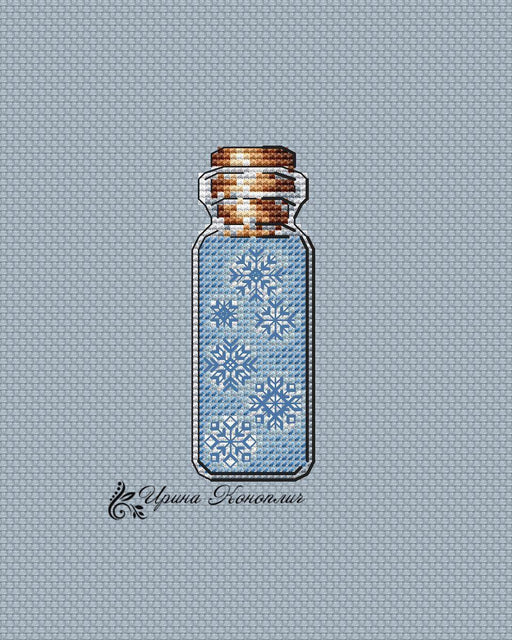 Christmas Snowflakes Bottle on Plastic Canvas - PDF Counted Cross Stitch Pattern - Wizardi