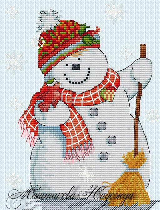 Christmas Snowman - PDF Free Cross Stitch Pattern - Wizardi