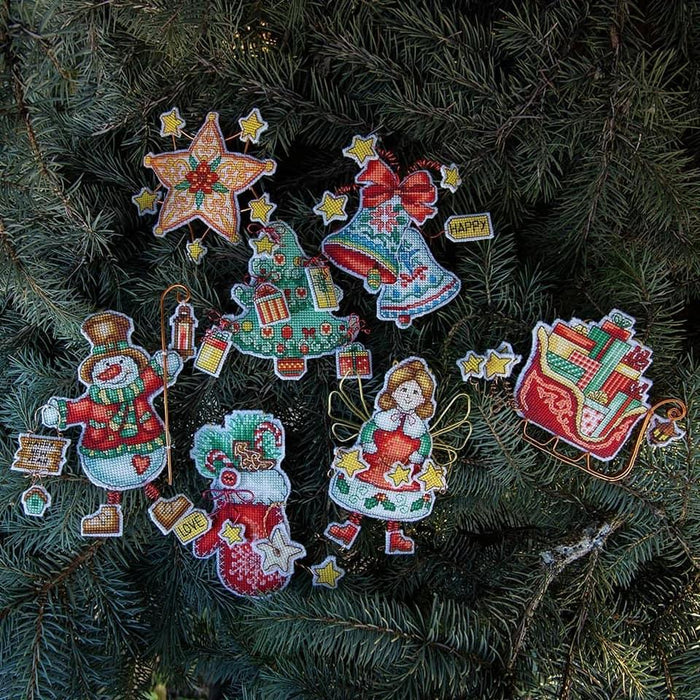 Christmas tree toy cross-stitch kit T-06C Set of pictures "Christmas toys" - Wizardi