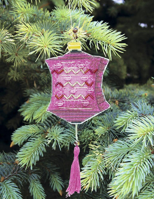 Christmas tree toy cross-stitch kit T-42C Set of pictures "Colorful lanterns" - Wizardi