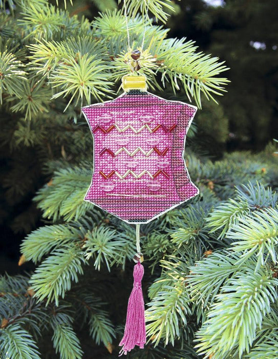 Christmas tree toy cross-stitch kit T-42C Set of pictures "Colorful lanterns" - Wizardi