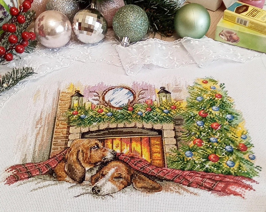 Christmas Warmth. Cute Dogs - PDF Cross Stitch Pattern - Wizardi
