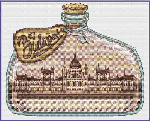Cities in the Bottles. Budapest - PDF Cross Stitch Pattern - Wizardi