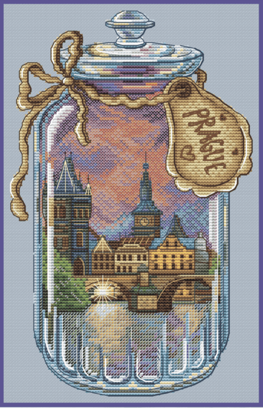 Cities in the Bottles. Prague - PDF Cross Stitch Pattern - Wizardi