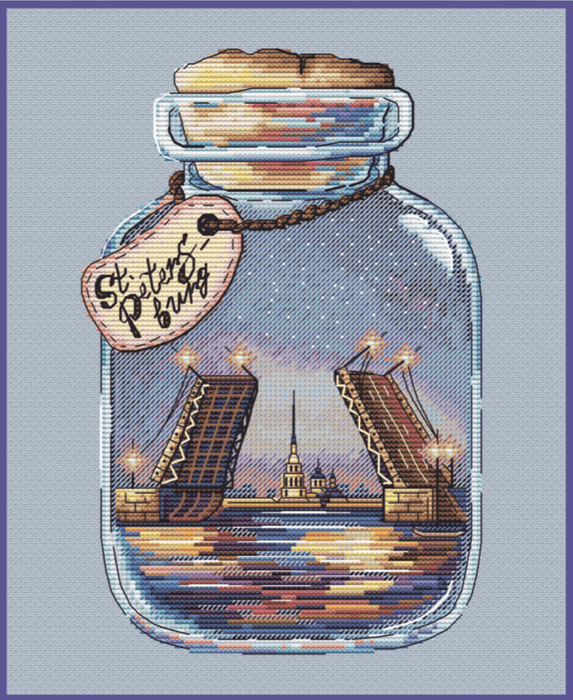 Cities in the Bottles. Saint Petersburg - PDF Cross Stitch Pattern - Wizardi