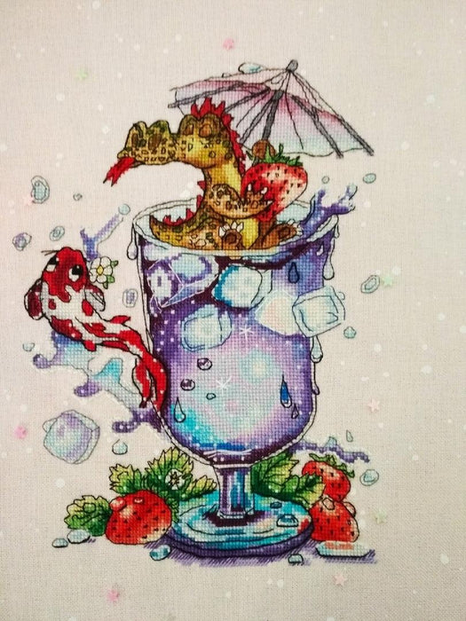 Cocktail Dragon - PDF Cross Stitch Pattern - Wizardi