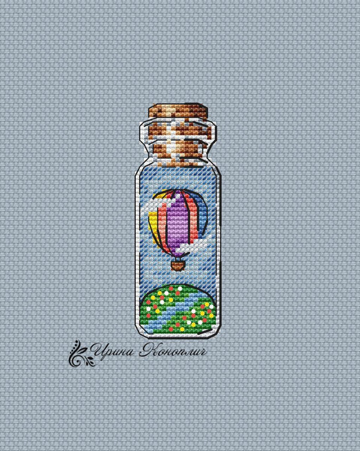 Colorful Balloon Bottle on Plastic Canvas - PDF Counted Cross Stitch Pattern - Wizardi