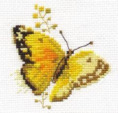Colourful Butterflies - Yellow 0-147 Counted Cross-Stitch Kit - Wizardi