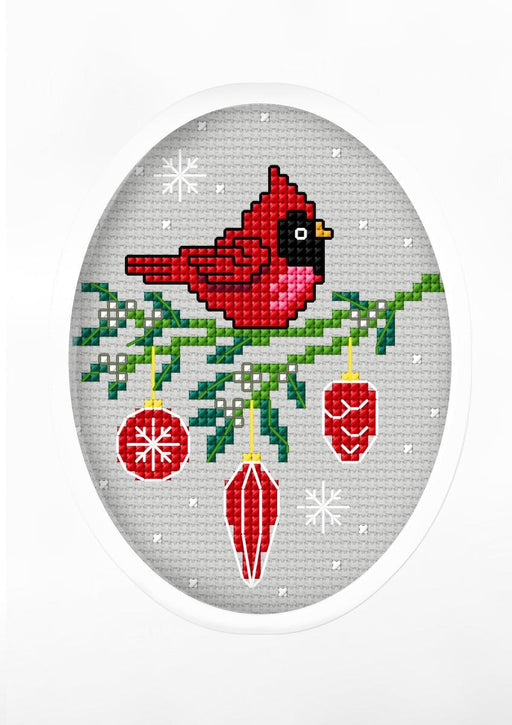 Complete counted cross stitch kit - greetings card "Cardinal" 6287 - Wizardi