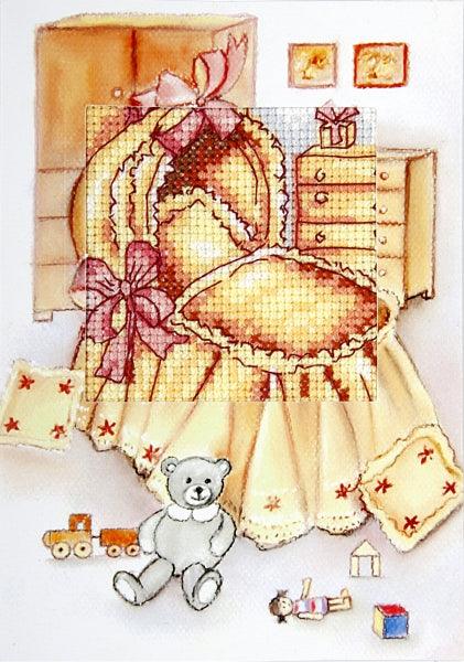 Complete counted cross stitch kit - greetings card "Craddle" 6273 - Wizardi