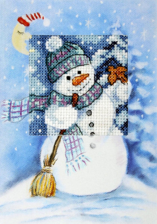 Complete counted cross stitch kit - greetings card "Snowman" 6231 - Wizardi