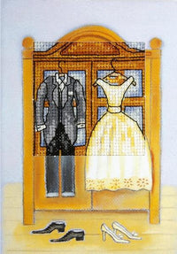 Complete counted cross stitch kit - greetings card "Wedding clothes" 6271 - Wizardi