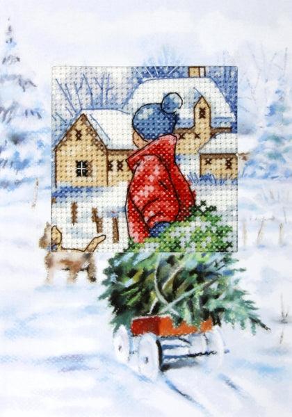 Complete counted cross stitch kit - greetings card "Winter" 6232 - Wizardi