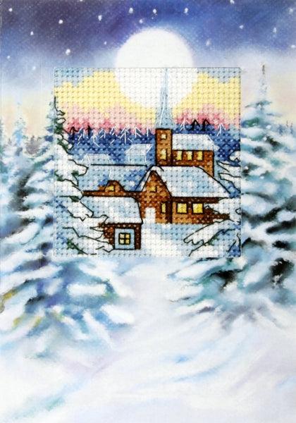 Complete counted cross stitch kit - greetings card "Winter landscape" 6233 - Wizardi