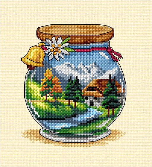 Complete counted cross stitch kit "Vacation memories - Mountains" - Wizardi