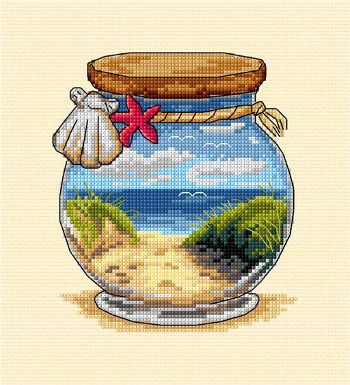 Complete counted cross stitch kit "Vacation memories - Sea and Beach" - Wizardi