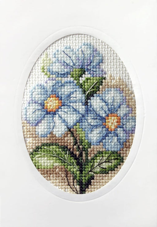 complete cross stitch kit - greetings card "Blue flowers" 6162 - Wizardi