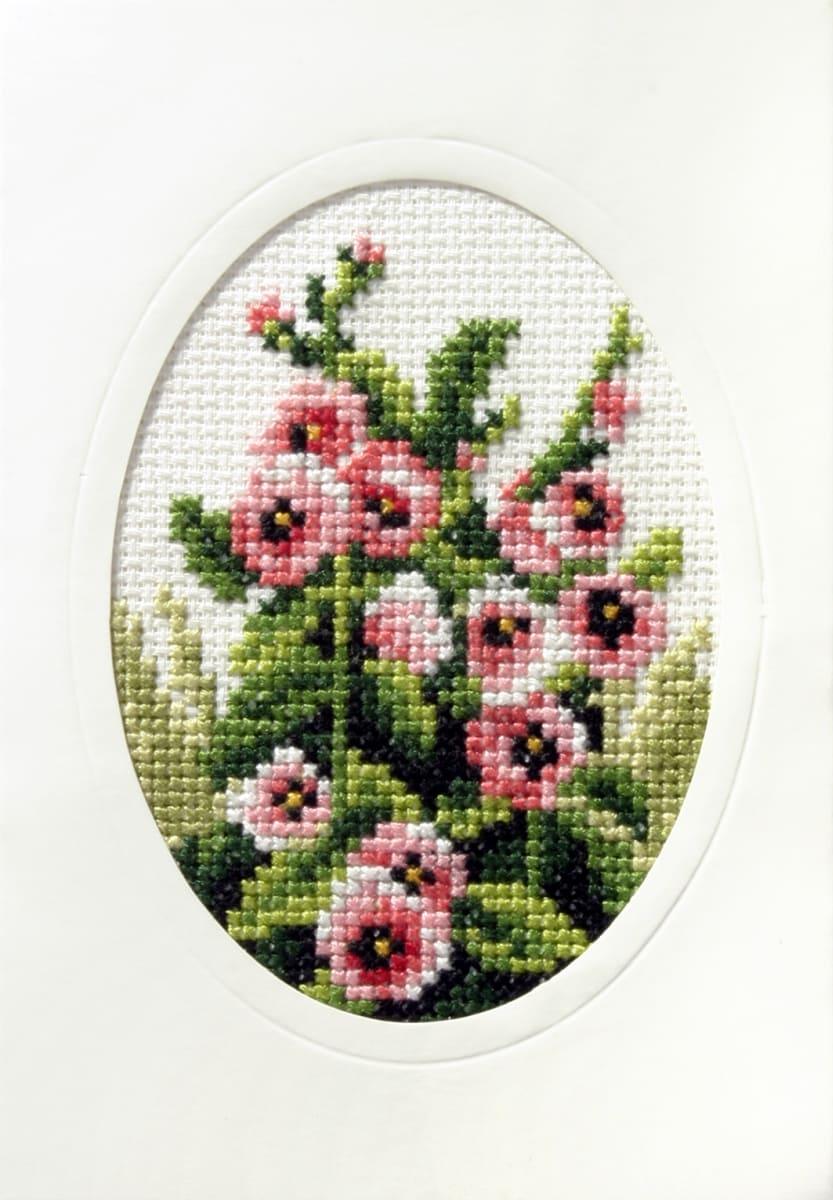 complete cross stitch kit - greetings card "Hollyhock" 6097 - Wizardi