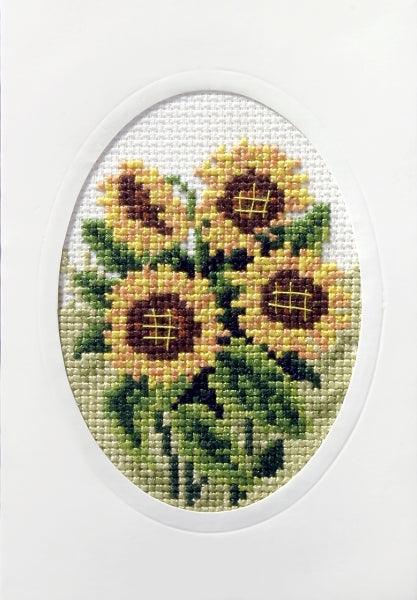 Complete cross stitch kit - greetings card "Sunflowers" 6099 - Wizardi