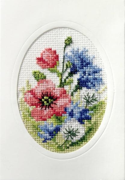 Complete cross stitch kit - greetings card "Wild flowers" 6098 - Wizardi