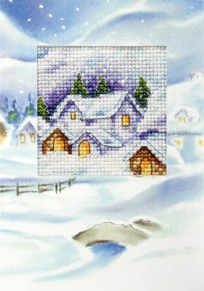 Complete cross stitch kit - greetings card "Winter landscape" 6195 - Wizardi